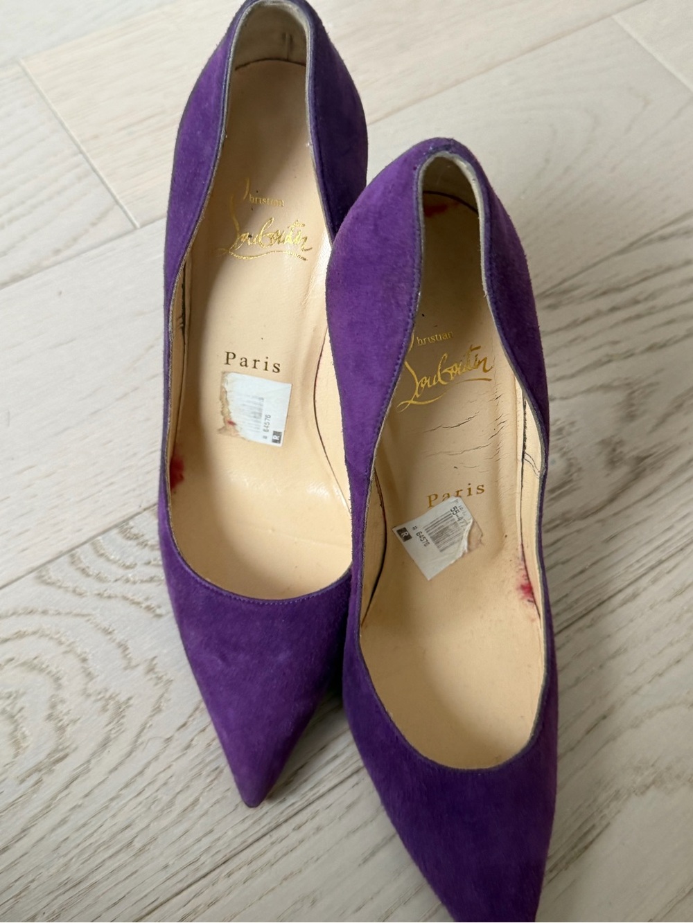 Christian Louboutin Purple Suede Pointed-Toe Pumps - Picture 6 of 7